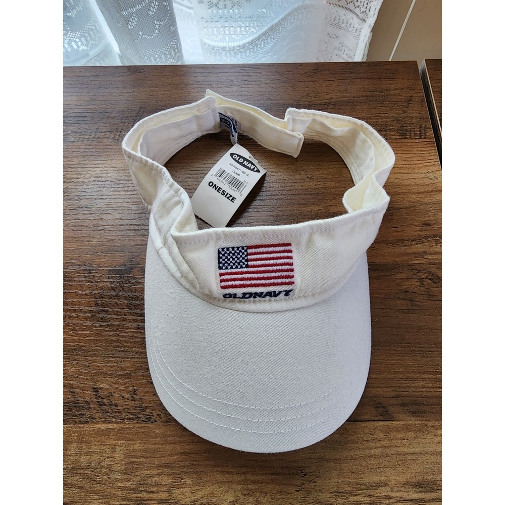 Y2K Old Navy Flag Visor Hat Vintage Deadstock Pickleball Preppy Tennis Patriotic
